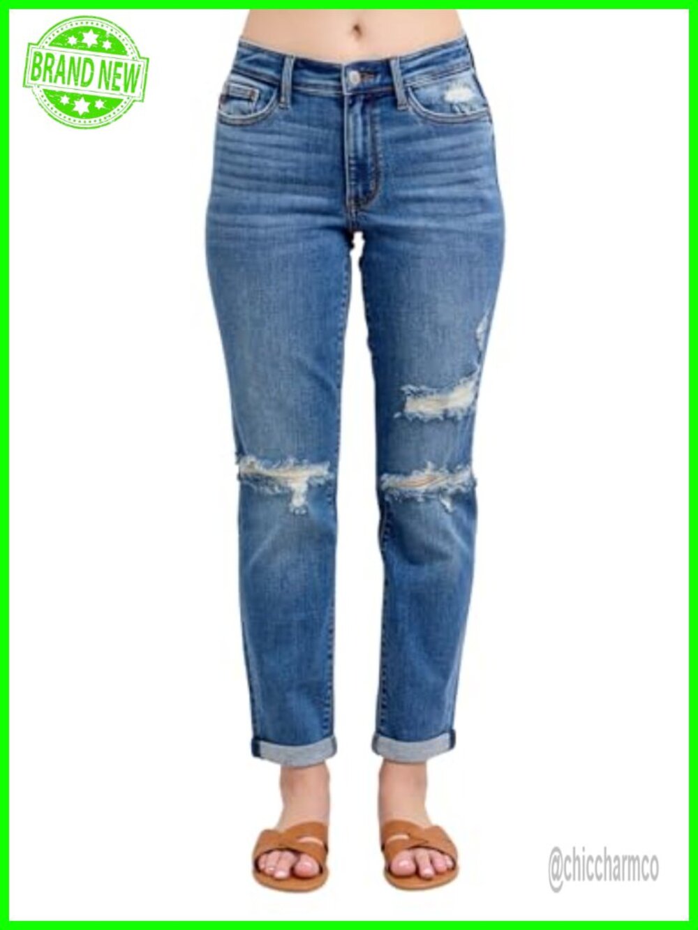 Mid Rise Destroyed Boyfriend Jeans Vintage Wash Distressed Denim